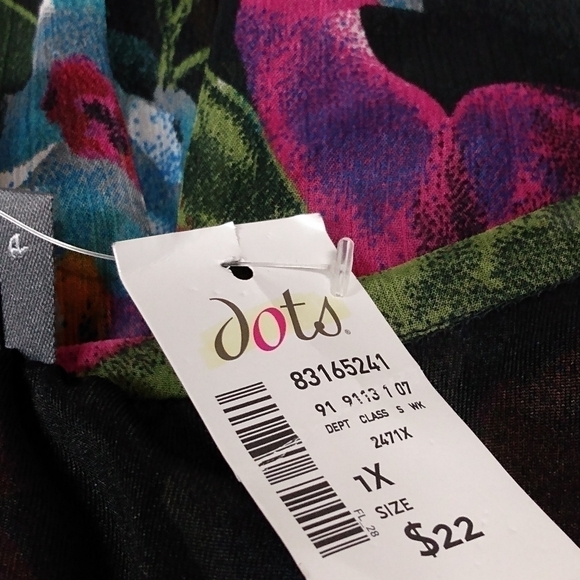 Dots Ladies Dress, sz 1x, Black Floral print multi colors, NWT - Picture 9 of 11